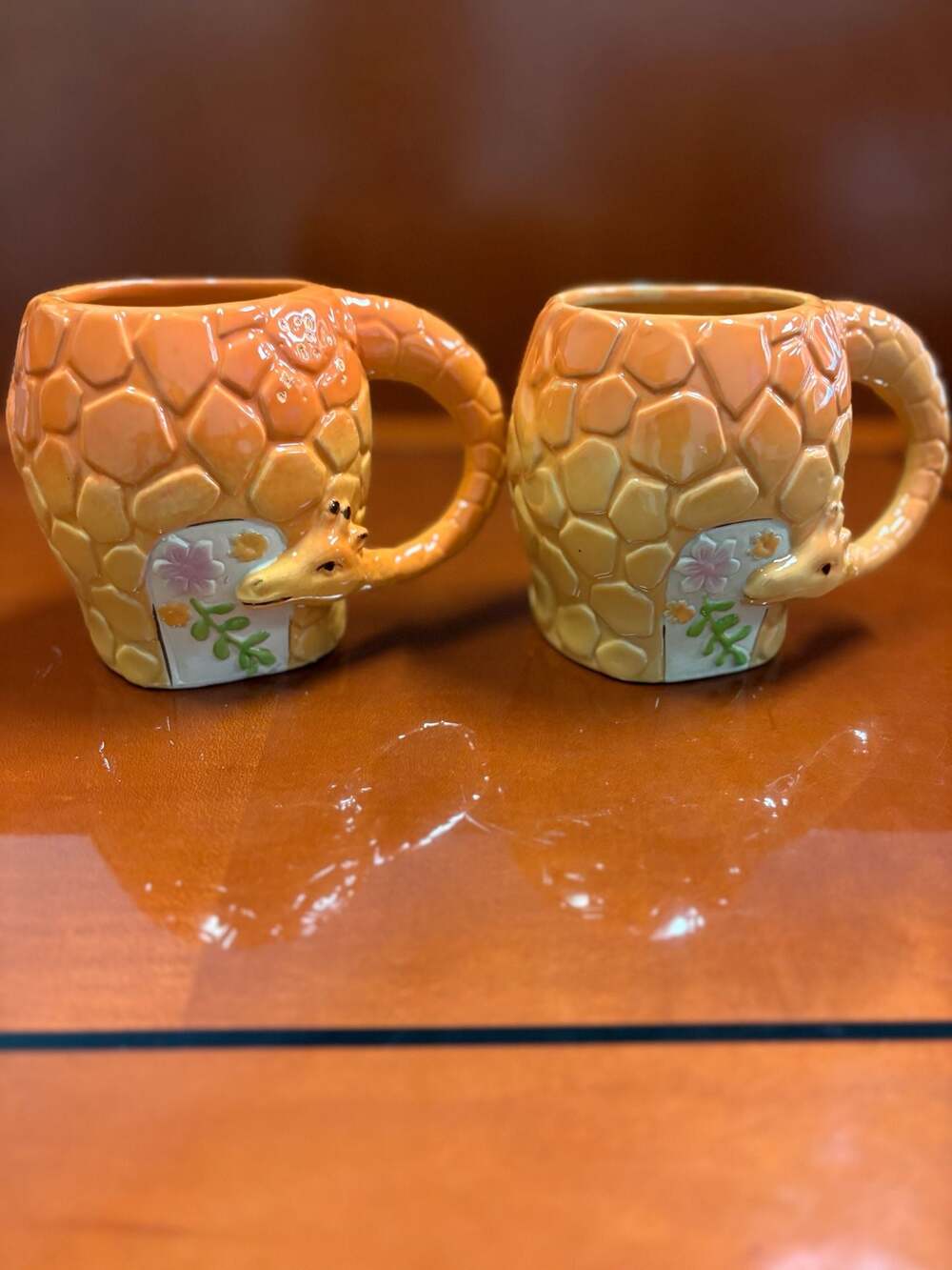 Boston Warehouse 3D Giraffe Novelty Coffee Tea Mug Cup Set of 2